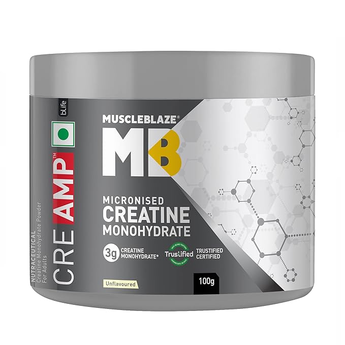 muscleblaze-unflv-100gm-front MuscleBlaze Micronised Creatine Monohydrate | Improves Muscle Power, Strength & Training Capacity - Image 1